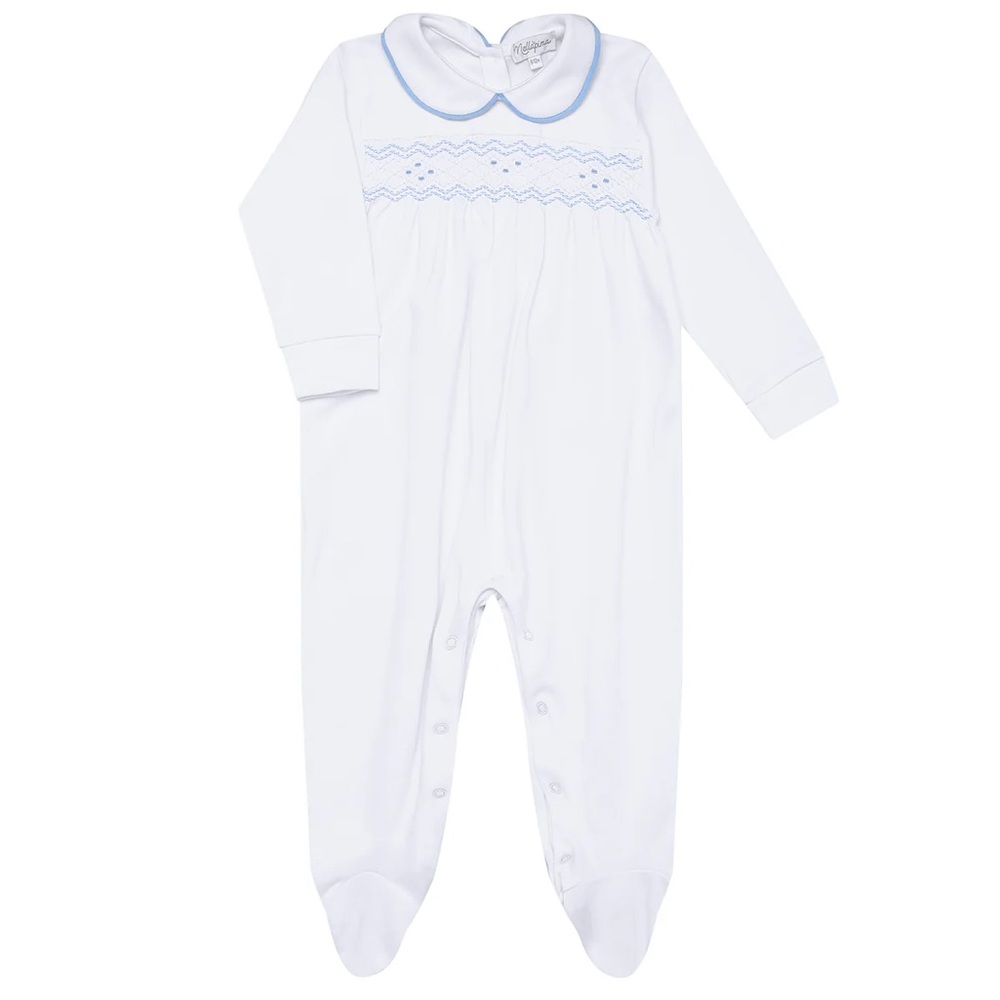 Nella Pima Smocked Baby Boy Footie